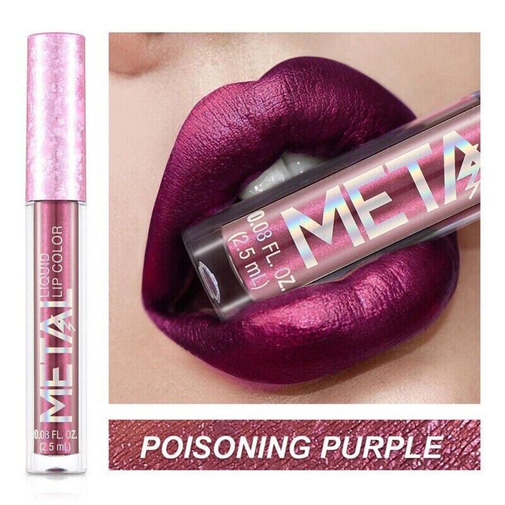Metallic Lip Gloss Shimmer Glittering Liquid Lipstick Waterproof Makeup